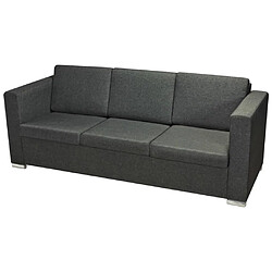 Avis vidaXL Canapé à 3 places - Tissu Gris foncé