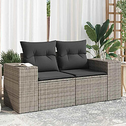 vidaXL Canapé de Jardin 2 Places Gris
