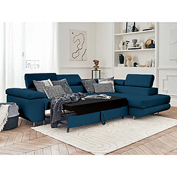 BestMobilier Pablo - Canapé d'angle droit 5 places - Bleu nuit