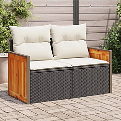 vidaXL Canapé de jardin 2 places avec coussins - Noir