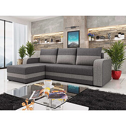 Bestmobilier Harvey - Canapé d'angle réversible 4 places convertible avec coffre en tissu bicolore