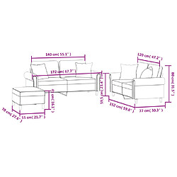 VIDAXL Ensemble canapés 3 pcs - Gris clair pas cher