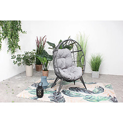 Concept Usine Fauteuil œuf sur pied en résine gris effet rotin JANE