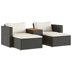 vidaXL Salon de jardin 5 pcs - Noir