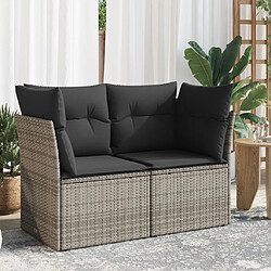 Vidaxl Canapé de jardin 2 places Gris - Résine tressée