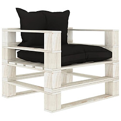 vidaXL Canapé palette de jardin 1 place avec coussins - Noir