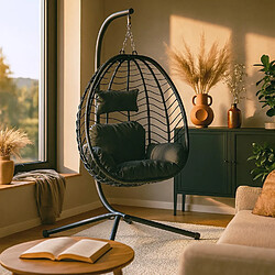 Acheter Concept Usine Fauteuil suspendu en résine effet rotin noir LIMA