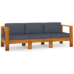 VENTE-UNIQUE Canapé de jardin 3 places avec coussins - Acacia