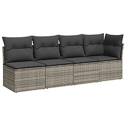vidaXL Canapé jardin 4 places - Gris