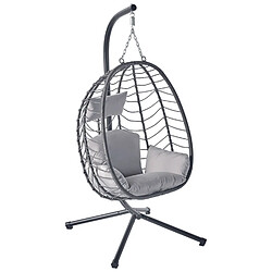 Concept Usine Fauteuil suspendu en résine effet rotin gris LIMA