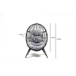 Concept Usine Fauteuil œuf sur pied en résine gris effet rotin JANE pas cher