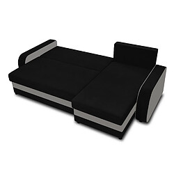 Bestmobilier Valos, canapé d'angle réversible - Velours - Noir/Gris