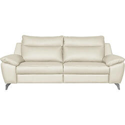 Venesetti Canapé droit 2 places cuir - Blanc cassé