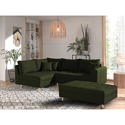 Lisa Design Rune Canapé d'Angle Avec Pouf Vert