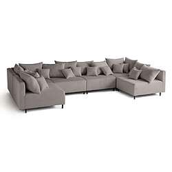 Lisa design Canapé modulable 6 places - Gris clair
