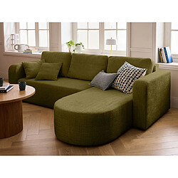 Bestmobilier Miro - canapé d'angle réversible - 4 places - convertible avec coffre - en velours texturé Miro - canapé d'angle réversible - 4 places - convertible avec coffre - en velours texturé - Vert Olive