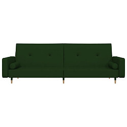 Acheter vidaXL Canapé-lit à 2 places - Vert foncé