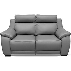 Venesetti canapé droit relax cuir italien - Gris foncé