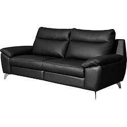 Venesetti Canapé droit 2 places cuir - Noir