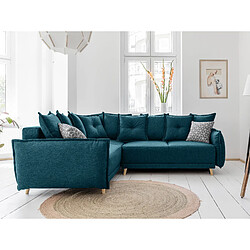 BESTMOBILIER Lena canapé d'angle - Bleu turquoise