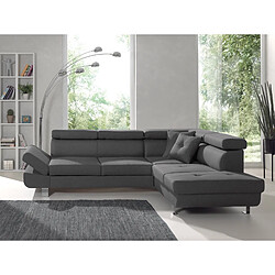 BESTMOBILIER Lisbona - Canapé d'angle droit convertible - Gris foncé