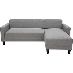 Cstore Canapé d'angle fixe 4 places BOB - Tissu souris - Réversible - L 197 x P 117 x H 65 cm
