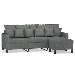 VidaXL Canapé 3 places avec Repose-pieds - Gris foncé