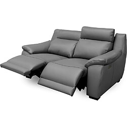 Venesetti canapé droit relax cuir italien - Gris foncé