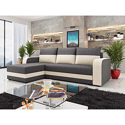 Bestmobilier Harvey - Canapé d'angle réversible 4 places convertible avec coffre en tissu bicolore
