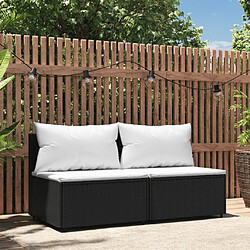 vidaXL Canapés Centraux de Jardin 2 Pcs Noir Résine Tressée