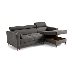 Avis Bestmobilier Alicante - canapé d'angle réversible convertible avec têtières - coffre - 4 places - en tissu texturé