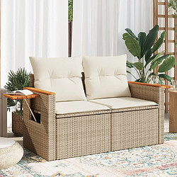 VidaXL Canapé 2 places Jardin Beige Résine tressée