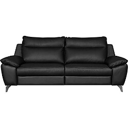 Venesetti Canapé droit 2 places cuir - Noir