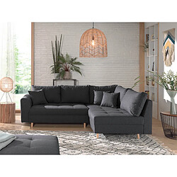 Lisa Design Rune - Canapé d'angle avec pouf d'appoint - Gris foncé