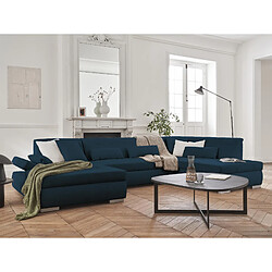 Lisa Design Vermont - Canapé panoramique d'angle droit - Bleu Ardoise