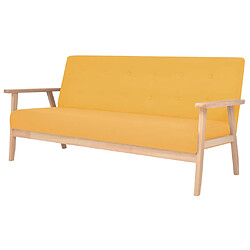 VidaXL Canapé 3 Places - Jaune Canapé 3 places - Revêtement polyester - Armature en bois massif - Dimensions 158 x 67 x 73,5 cm - Support max. 110 kg par siège