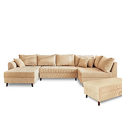 Lisa design Canapé panoramique Rune - Beige pas cher
