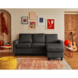 BestMobilier Vianon - Canapé d'angle modulable + pouf - Gris foncé