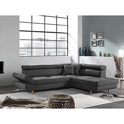 BestMobilier Linea Canapé d'angle convertible - 5 places - Gris foncé