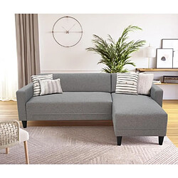 Cstore Canapé d'angle fixe 4 places BOB - Tissu souris - Réversible - L 197 x P 117 x H 65 cm