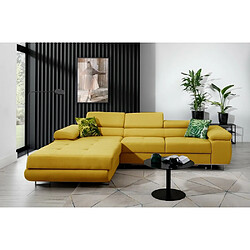 Venesetti Canapé d'Angle Armel - Jaune Moutarde Canapé d'angle convertible - Assise large et confortable - Coffre de rangement intégré - Pieds métal chromé