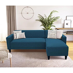 Cstore Canapé d'angle fixe 4 places BOB - Tissu marine - Réversible - L 197 x P 117 x H 65 cm