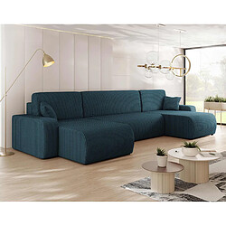 Bestmobilier Artemisa Canapé panoramique 7 places bleu