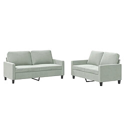 vidaXL Canapé 2 pcs - Velours Gris clair