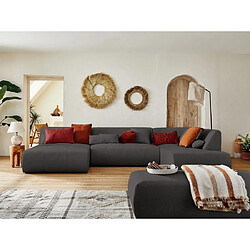 Lisa Design Onyx - canapé panoramique d'angle droit 7 places - en tissu pas cher