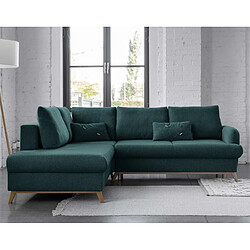 Bestmobilier Lagom - Canapé d'angle convertible 5 places bleu canard