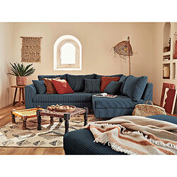 Lisa Design Rune - Canapé d'angle droit 4 places - Velours côtelé Bleu nuit pas cher