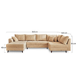 Lisa design canapé panoramique Rune - beige pas cher
