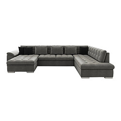 Bestmobilier Chuck canapé panoramique convertible - Gris pas cher