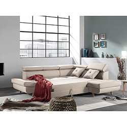 Bestmobilier Linea - Canapé d'angle droit convertible - 5 places - avec têtières